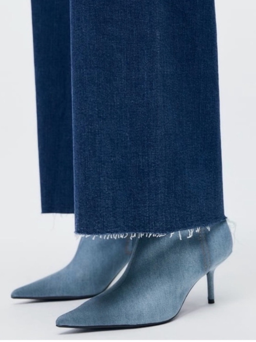 ZARA Slim Vintage Denim Ankle Boots - Size 40